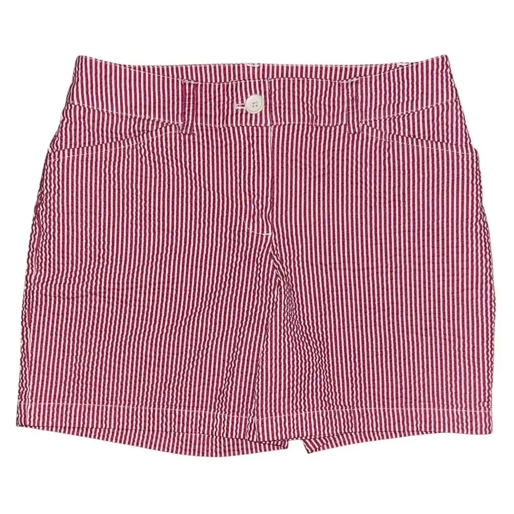 Jones New York Sport Mid-Rise Textured Stretch Pink & White Shorts Women's 4